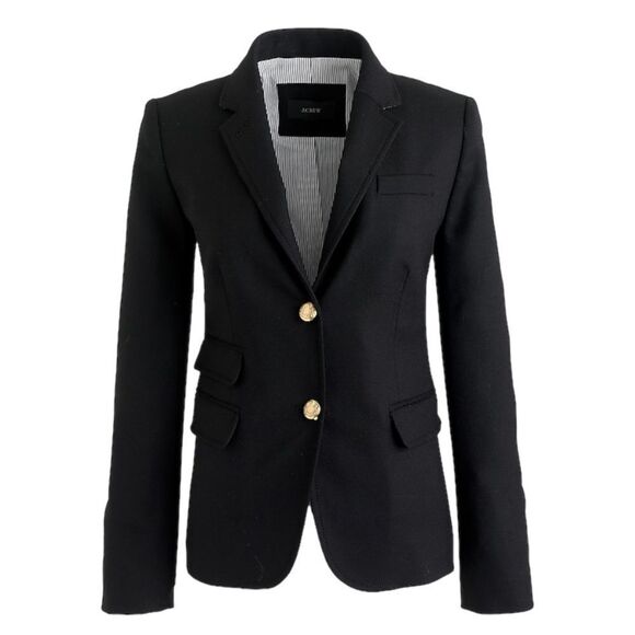 J. Crew Schoolboy Blazer Black Wool Gold Button Jacket Preppy Women’s Size 2 - Picture 10 of 13